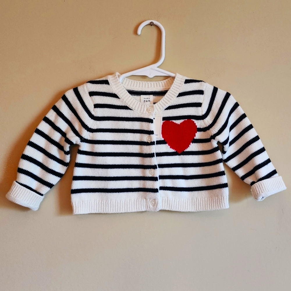 Baby Gap Love stripe button cardigan. Size 6-12 Months NWT
